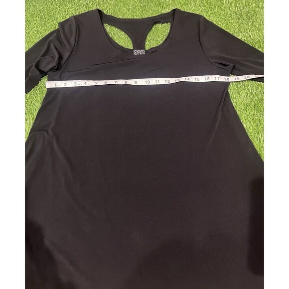 Clara Sun Woo Women’s 3/4 Sleeve Black Top Size Small Cut Out Asymmetrical hem - Picture 6 of 8